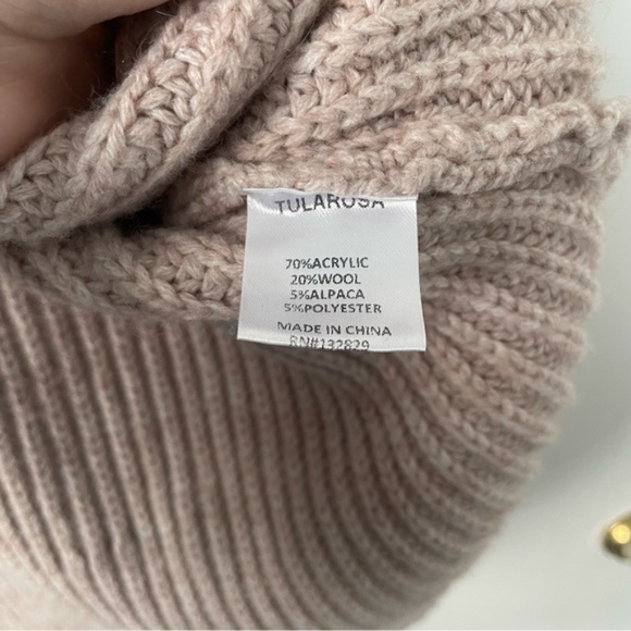 Tularosa Revolve Blush Beige Pink Heavy Knit Fringe Back Cardigan Sweater M - Picture 4 of 4